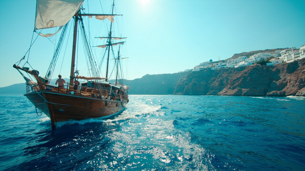 A traditional sailing boat on the Aegean Sea